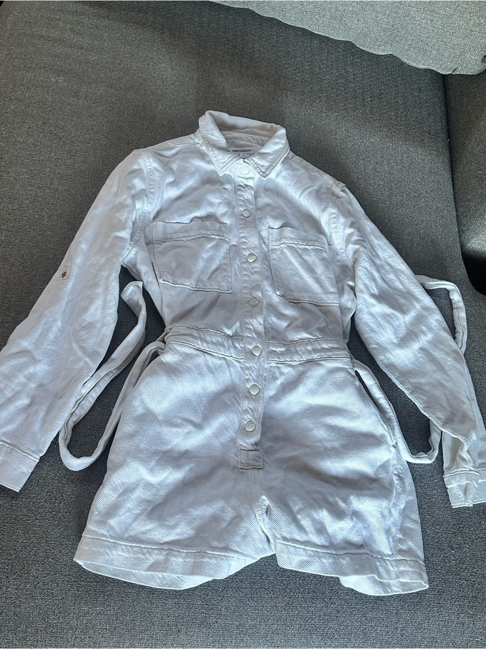 Good American White Denim Jacket Detail